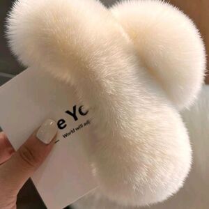 Fluffy Cream Fur Hair Clip